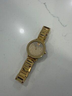Movado Gold Tone Crystal Dial Women's Bracelet Watch
